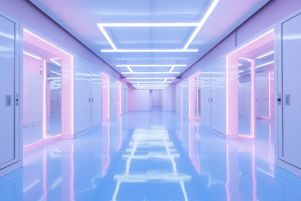 Machine data center architecture building corridor. AI generated Image by rawpixel.