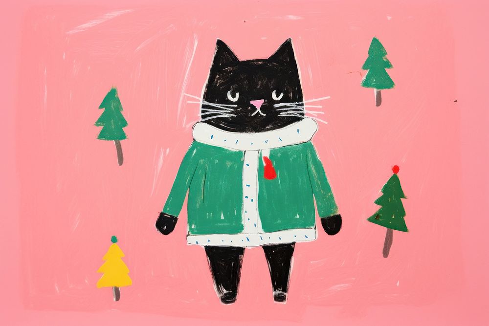 Cat wearing Christmas costume mammal art pet. AI generated Image by rawpixel.