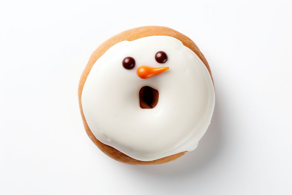 Snowman donut dessert icing white. AI generated Image by rawpixel.