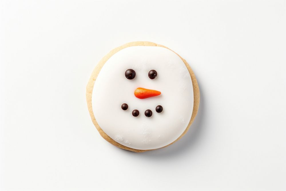Snowman icing cookie food anthropomorphic representation. AI generated Image by rawpixel.