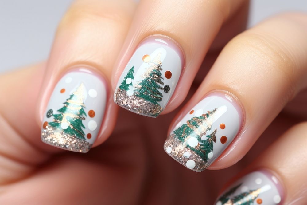 Aesthetic Christmas nails manicure hand celebration. AI generated Image by rawpixel.