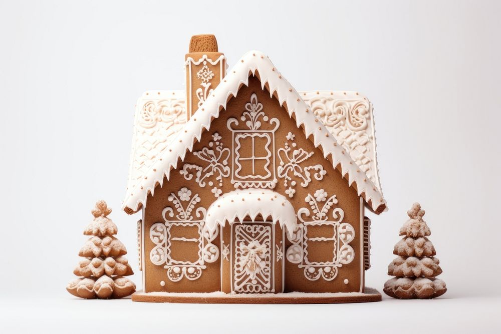 Aesthetic Christmas ginger bread house gingerbread christmas dessert. AI generated Image by rawpixel.