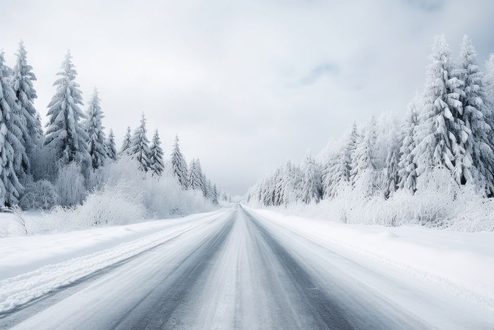 Aesthetic snowy road landscape outdoors highway. AI generated Image by rawpixel.