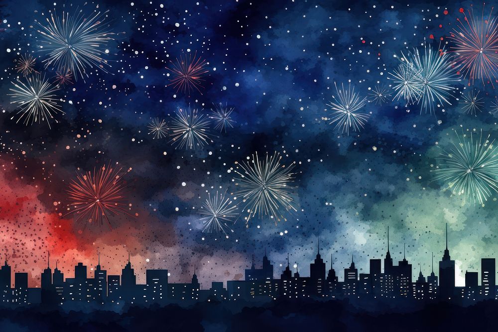 Fireworks night architecture backgrounds. AI generated Image by rawpixel.