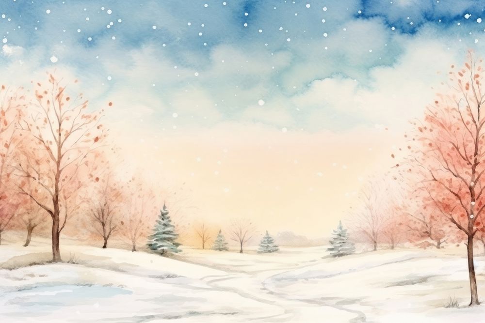 Winter landscape outdoors painting. AI generated Image by rawpixel.