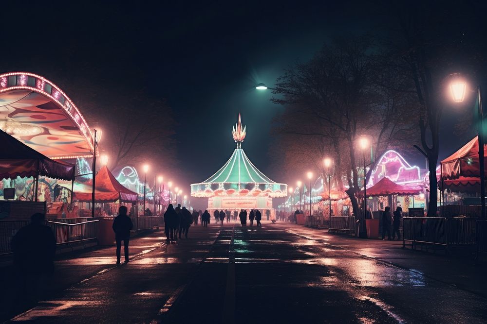 Carousel lighting night city. AI generated Image by rawpixel.