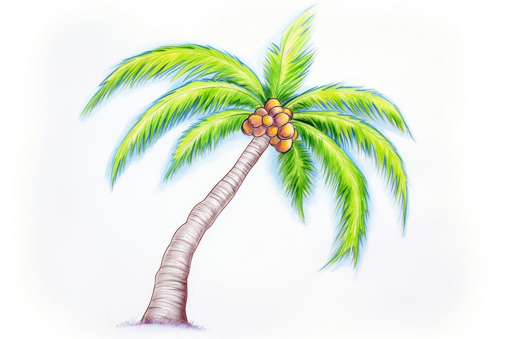 Coconut tree drawing plant fruit. AI generated Image by rawpixel.