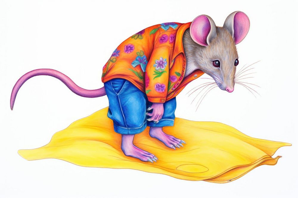 Mouse wear clothes rat drawing animal. AI generated Image by rawpixel.