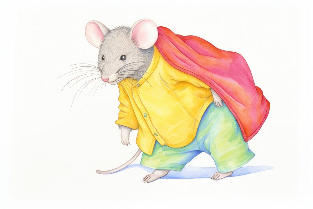 Mouse wear clothes rat drawing rodent. AI generated Image by rawpixel.