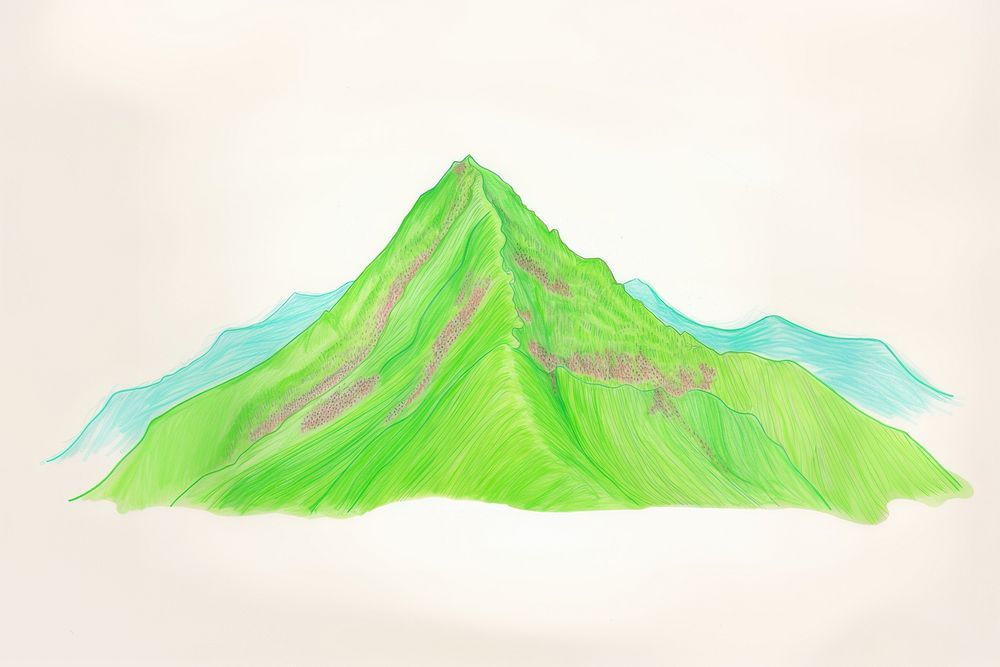 Green mountain drawing nature land. AI generated Image by rawpixel.