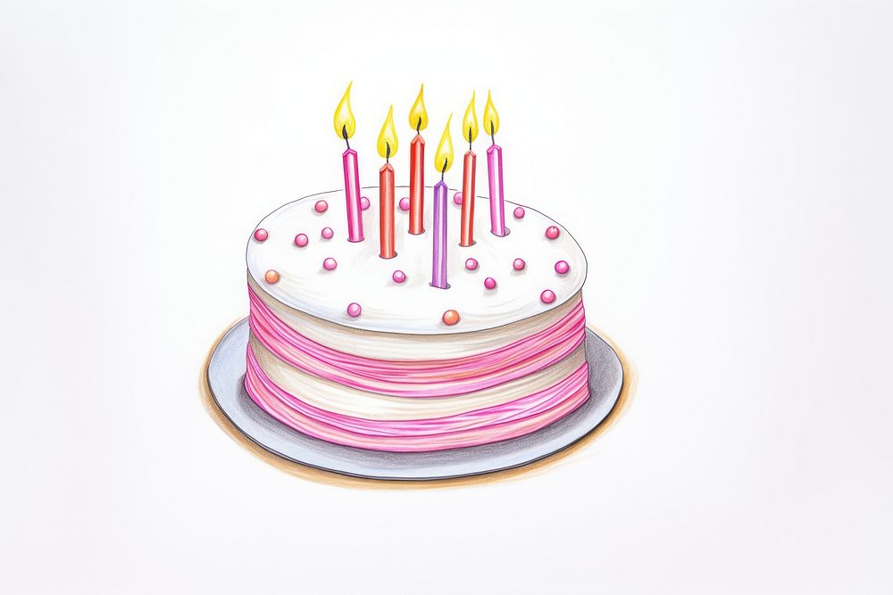 Birthday cake dessert food pink. AI generated Image by rawpixel.