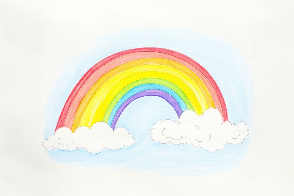 Rainbow painting drawing nature. AI generated Image by rawpixel.
