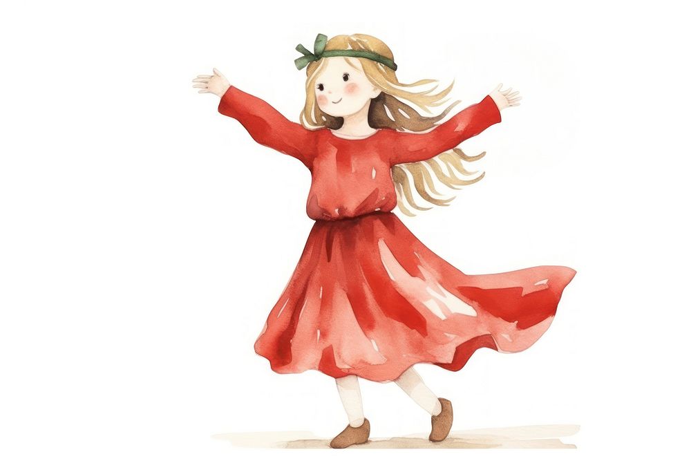 Girl wearing christmas clothes dancing white background creativity. AI generated Image by rawpixel.