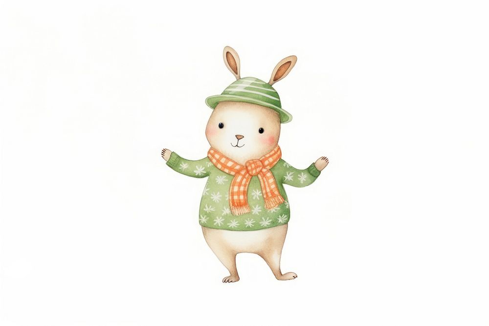 Two squirrel wearing christmas clothes figurine toy white background. AI generated Image by rawpixel.