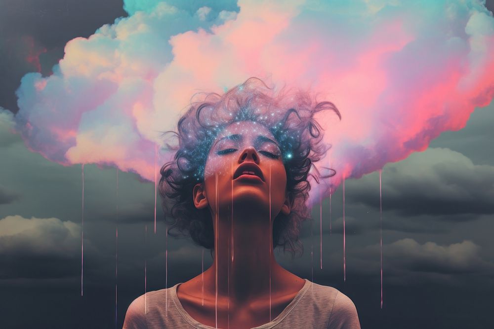 Crying woman portrait fantasy nature. AI generated Image by rawpixel.