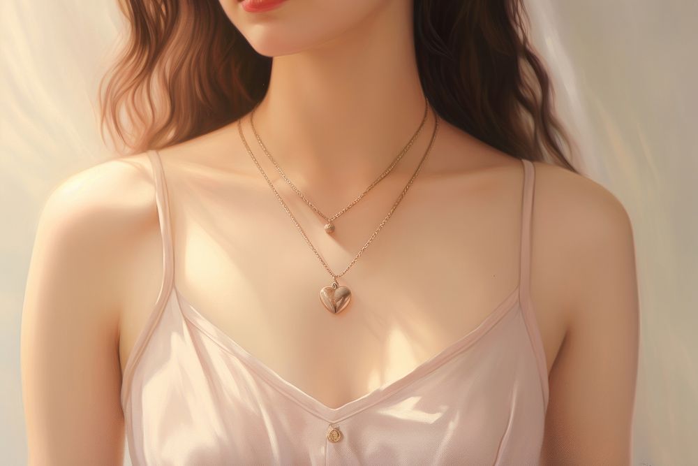 Heart-shaped necklace jewelry pendant accessories. AI generated Image by rawpixel.