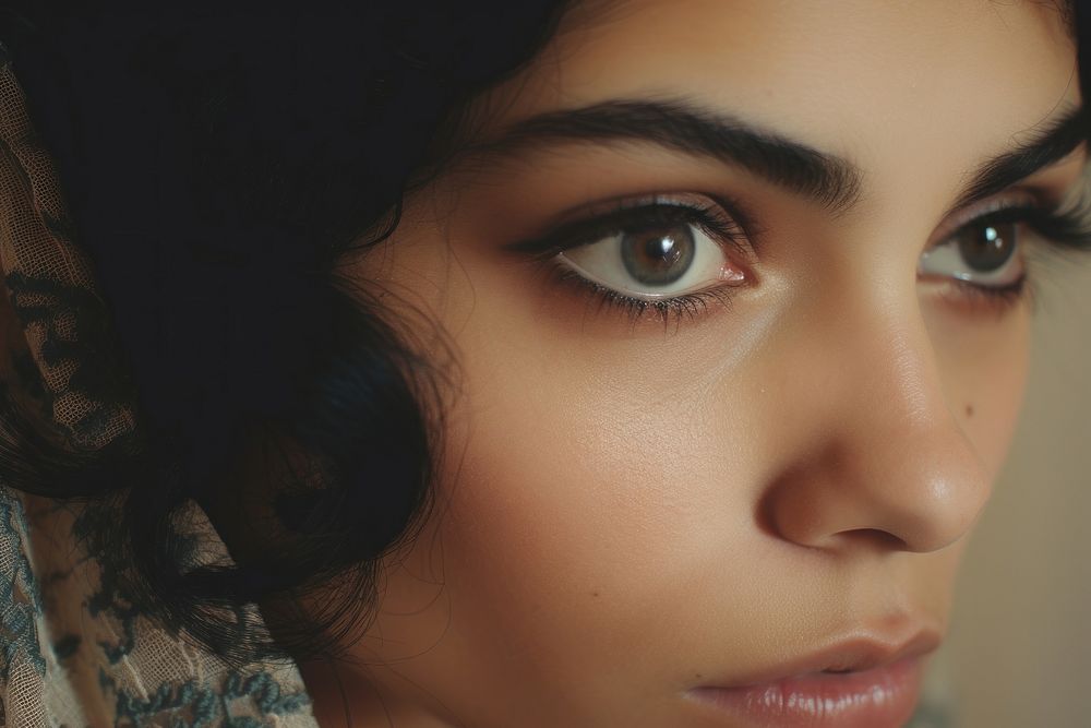 Mexican woman eye photography portrait skin. AI generated Image by rawpixel.
