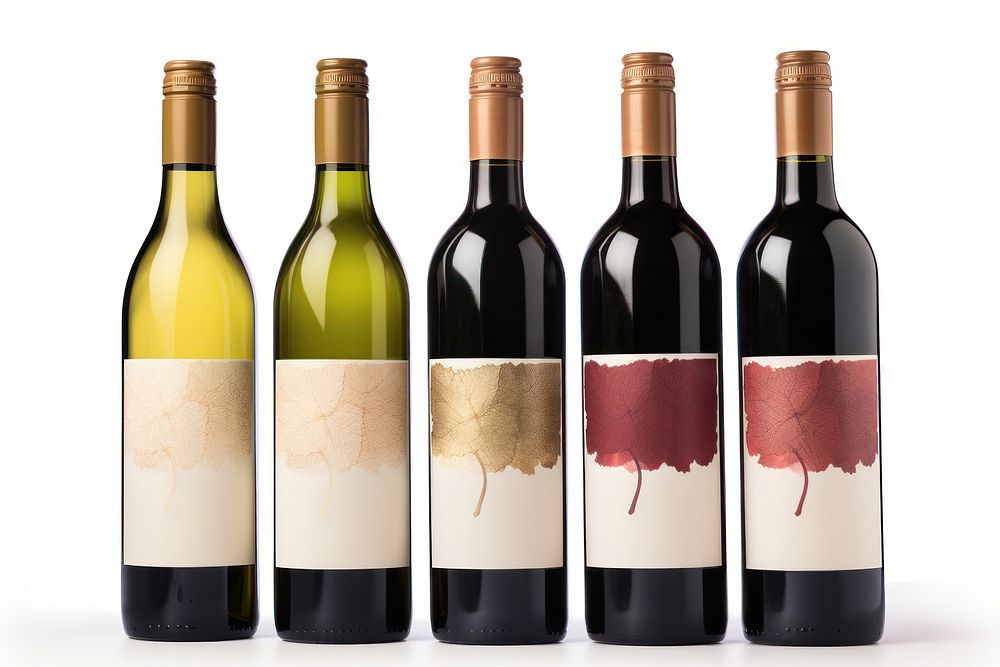 Wine bottles drink white background refreshment. AI generated Image by rawpixel.