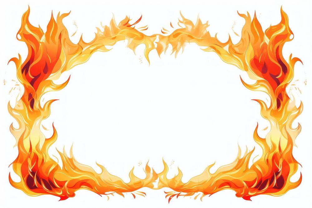 Flame frame fire white background fireplace. AI generated Image by rawpixel.