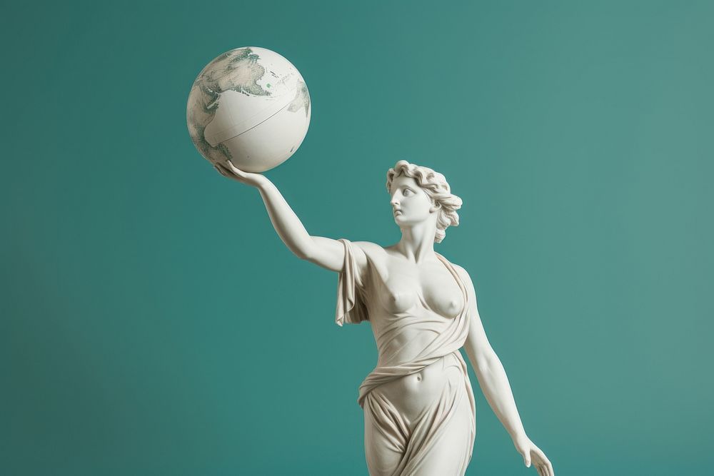 Earth globe sculpture sphere statue. AI generated Image by rawpixel.