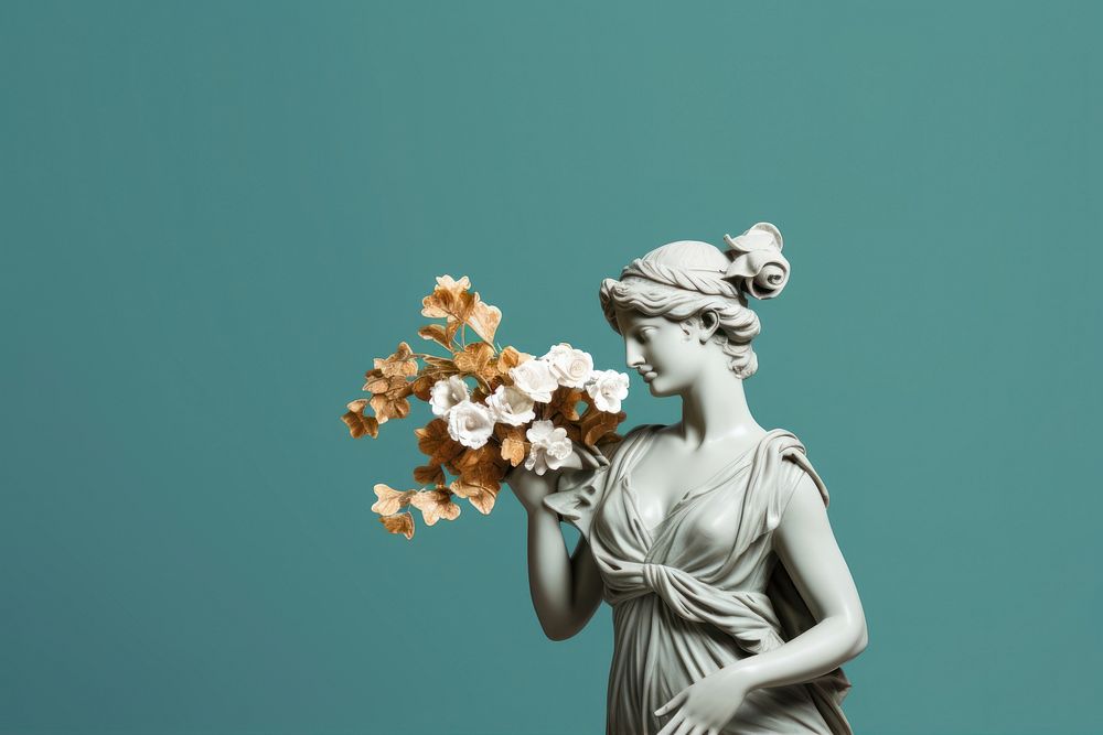 Flower bouquet sculpture flower statue. AI generated Image by rawpixel.