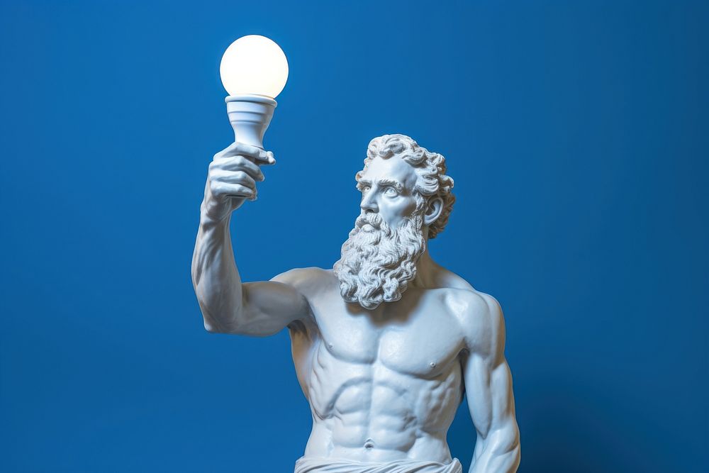 Lightbulb sculpture statue adult. AI generated Image by rawpixel.