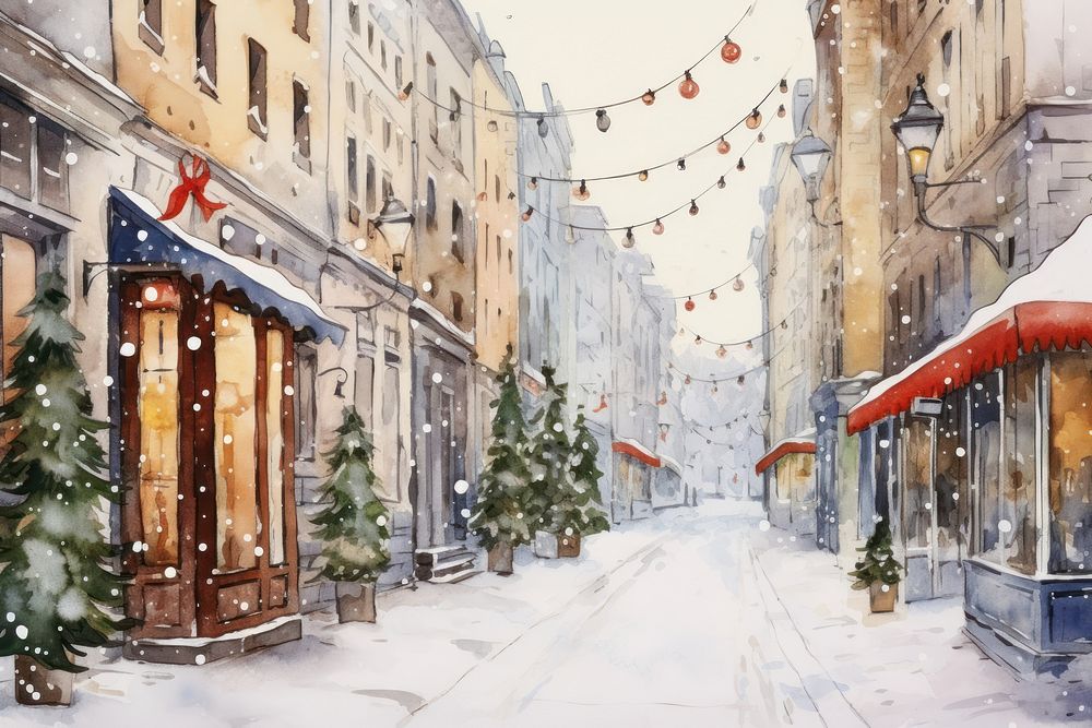 Christmas outdoors street winter. AI generated Image by rawpixel.