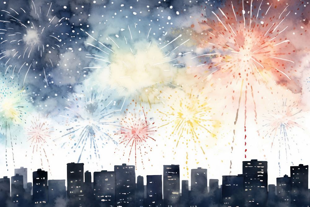 Fireworks outdoors night architecture. AI generated Image by rawpixel.