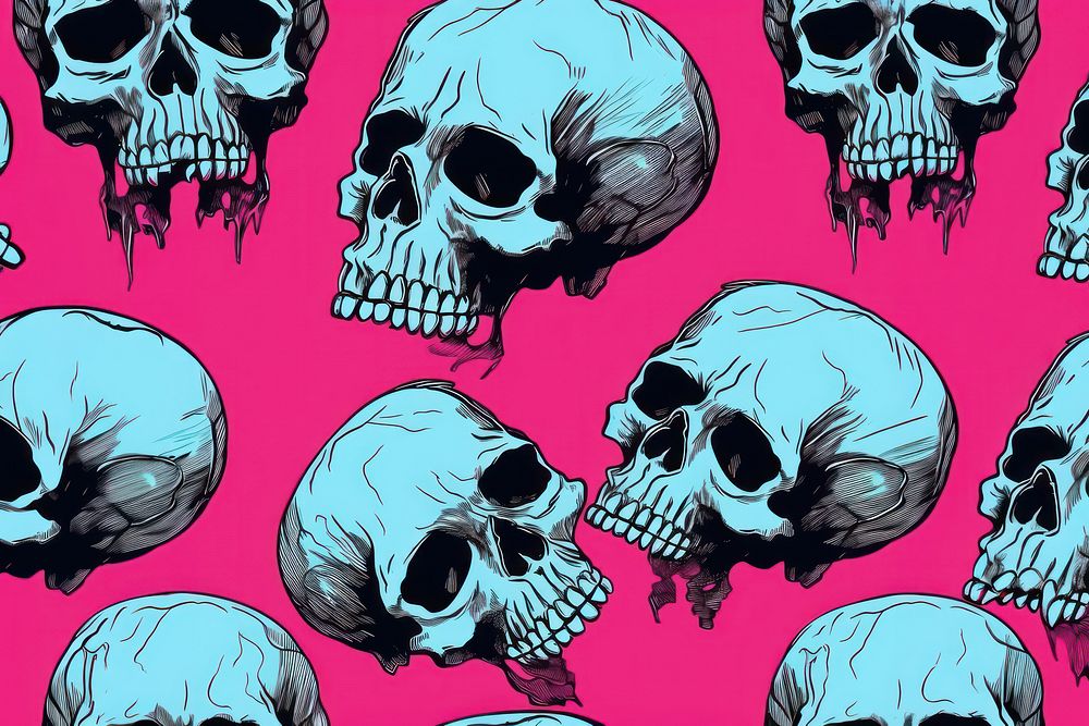 Skull illustrated pattern art. AI generated Image by rawpixel.