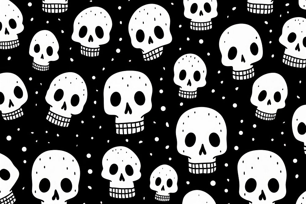 Skull pattern backgrounds black. AI generated Image by rawpixel.
