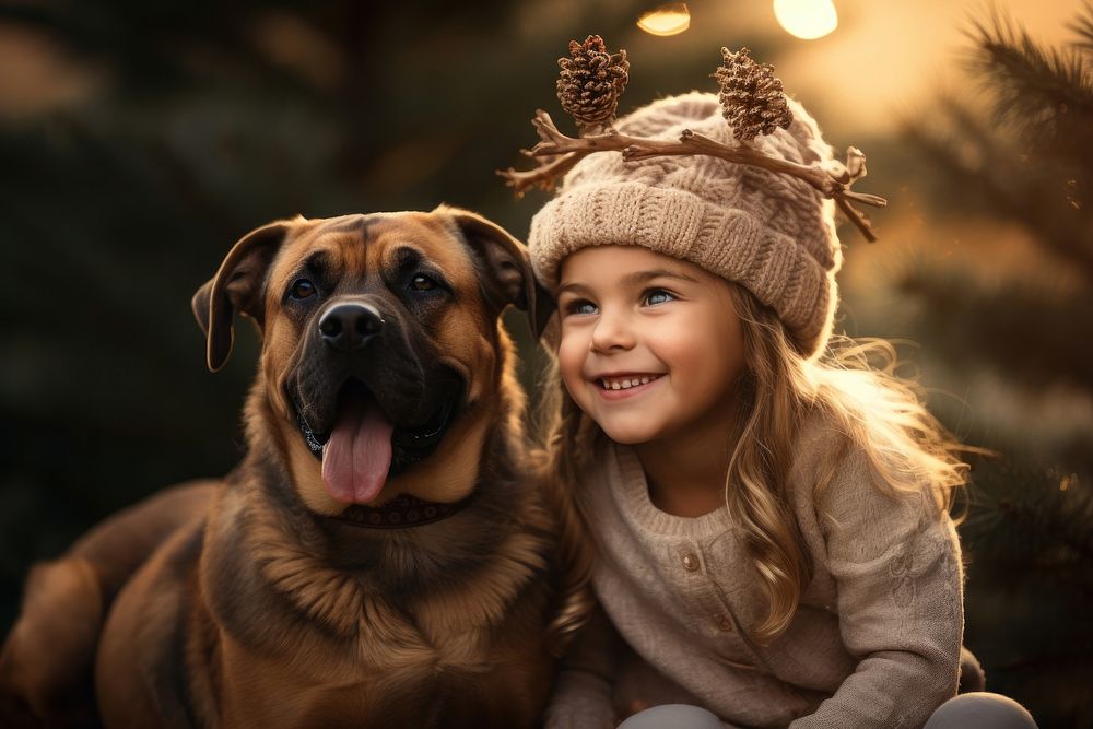 Christmas child dog christmas. AI generated Image by rawpixel.