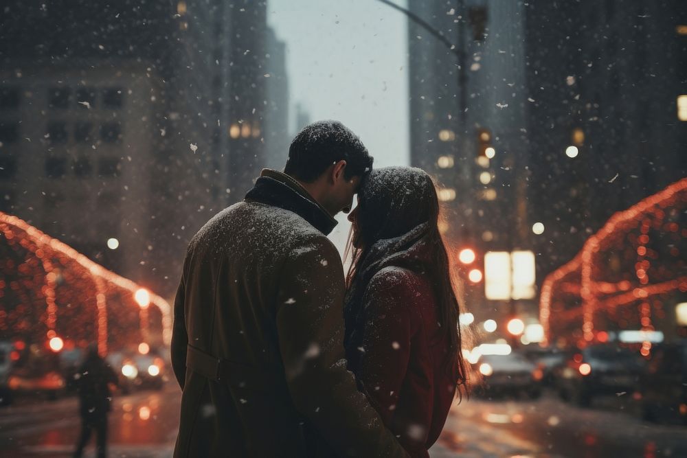 Outdoors kissing winter adult. AI generated Image by rawpixel.