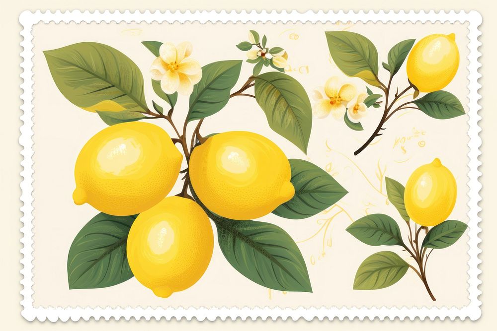Cute lemon branch illustration fruit plant food. AI generated Image by rawpixel.