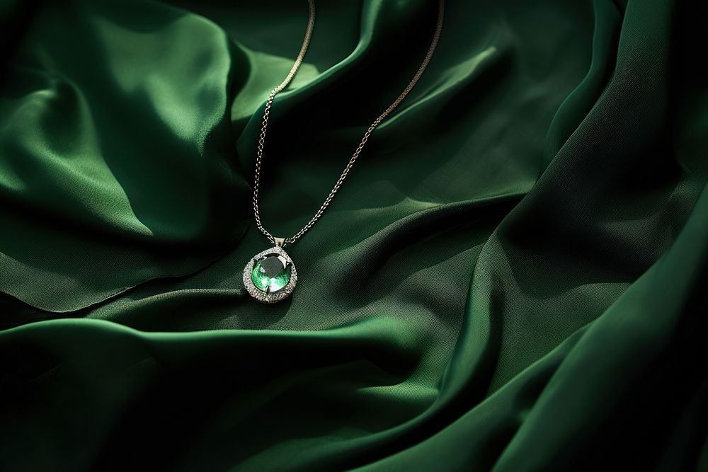 Emerald necklace gemstone jewelry pendant. AI generated Image by rawpixel.
