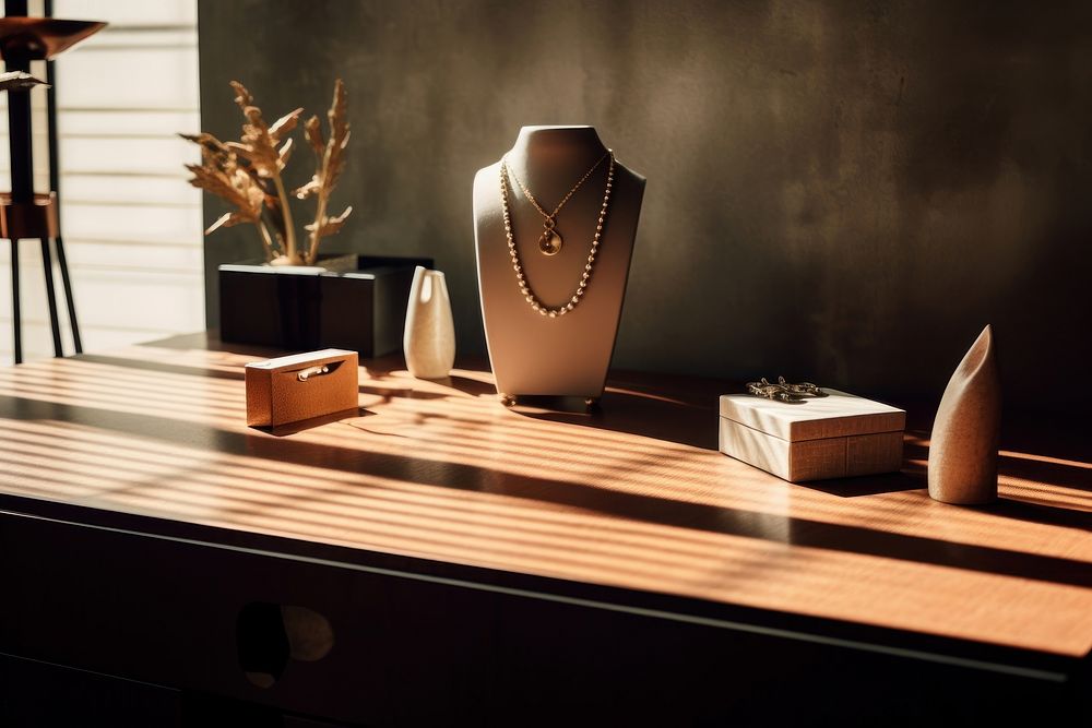 Jewelry shop table furniture lighting desk. AI generated Image by rawpixel.