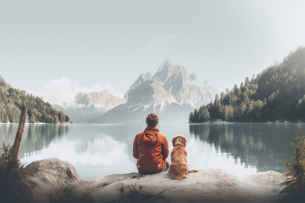 Dog wilderness landscape outdoors. AI generated Image by rawpixel.