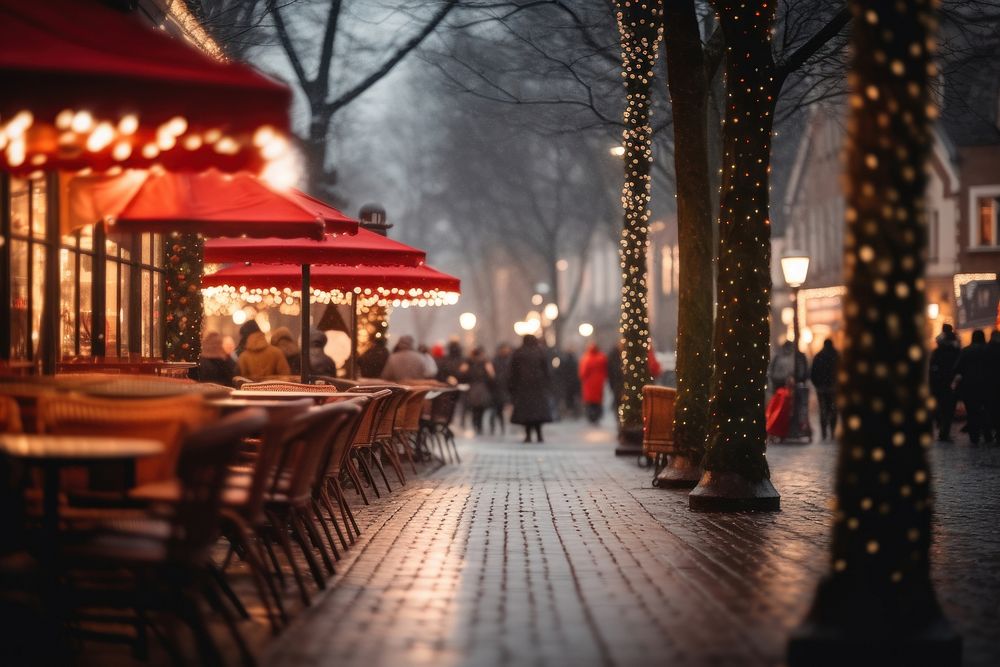 A Christmas market street decoration christmas. AI generated Image by rawpixel.