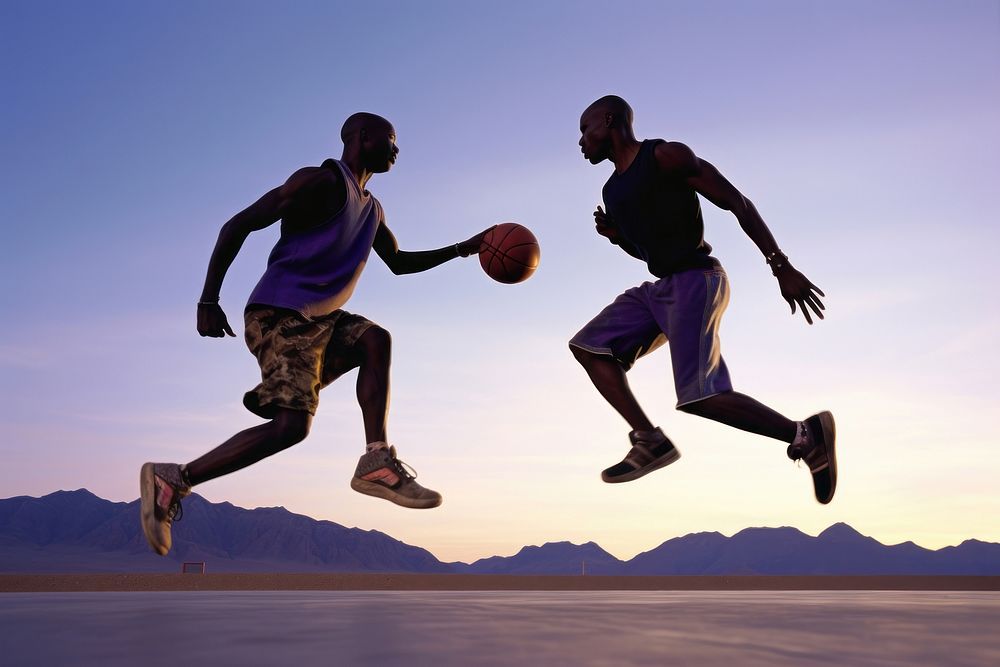 American African men basketball footwear sports. AI generated Image by rawpixel.