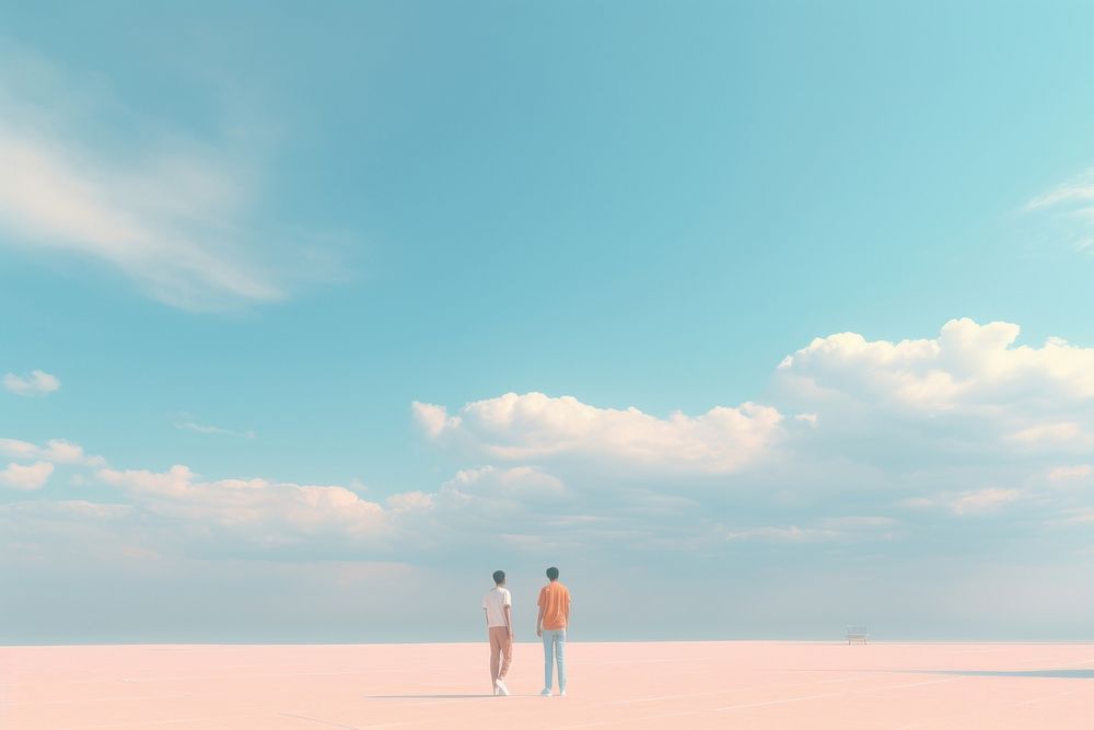 American African men outdoors standing horizon. AI generated Image by rawpixel.