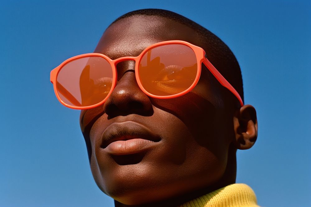 American African man photography sunglasses portrait. 