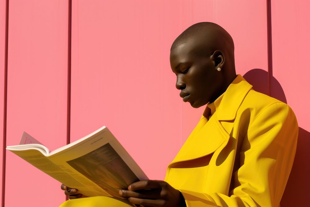 American African man reading book publication. AI generated Image by rawpixel.