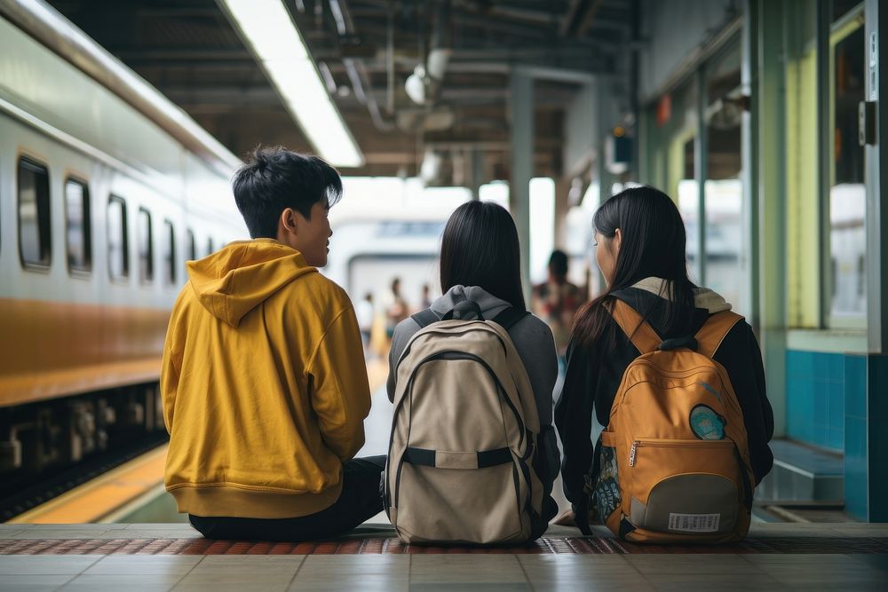 Train backpack travel adult. AI generated Image by rawpixel.