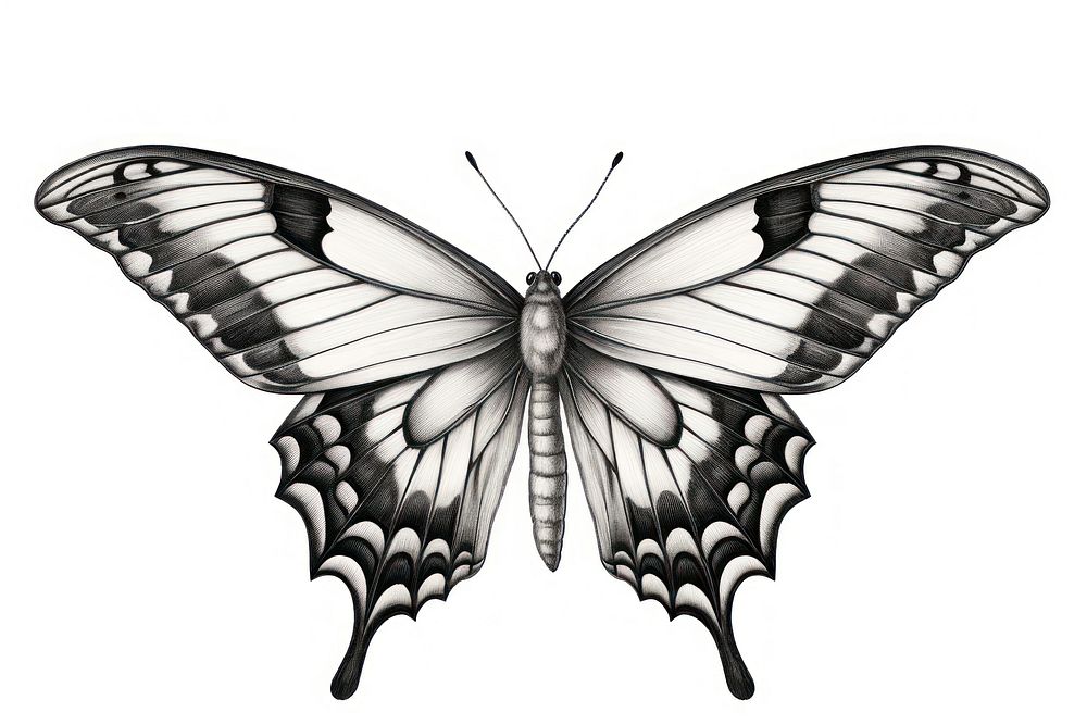  Butterfly drawing insect animal. AI generated Image by rawpixel.