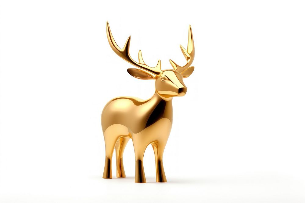 Gold Reindeer wildlife mammal animal. AI generated Image by rawpixel.