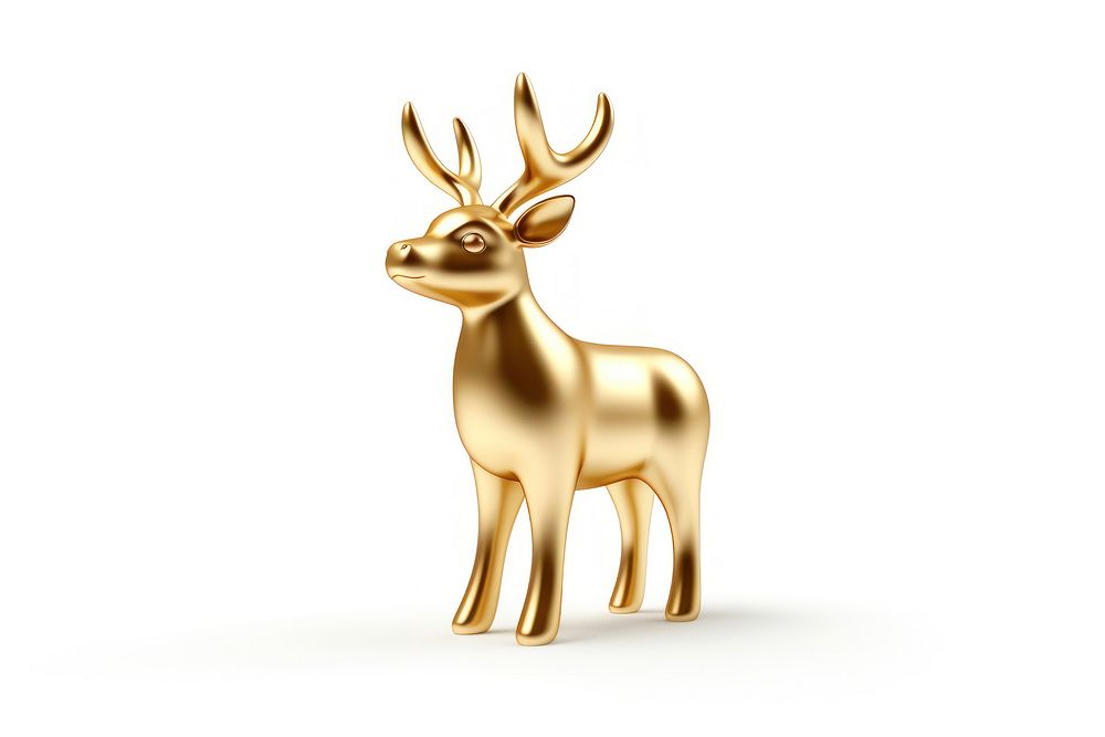 Gold Reindeer wildlife figurine animal. AI generated Image by rawpixel.