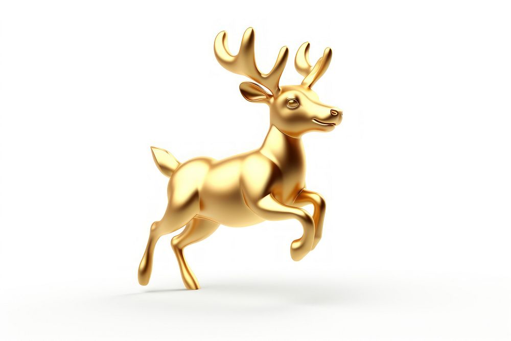 Gold Reindeer wildlife figurine animal. AI generated Image by rawpixel.