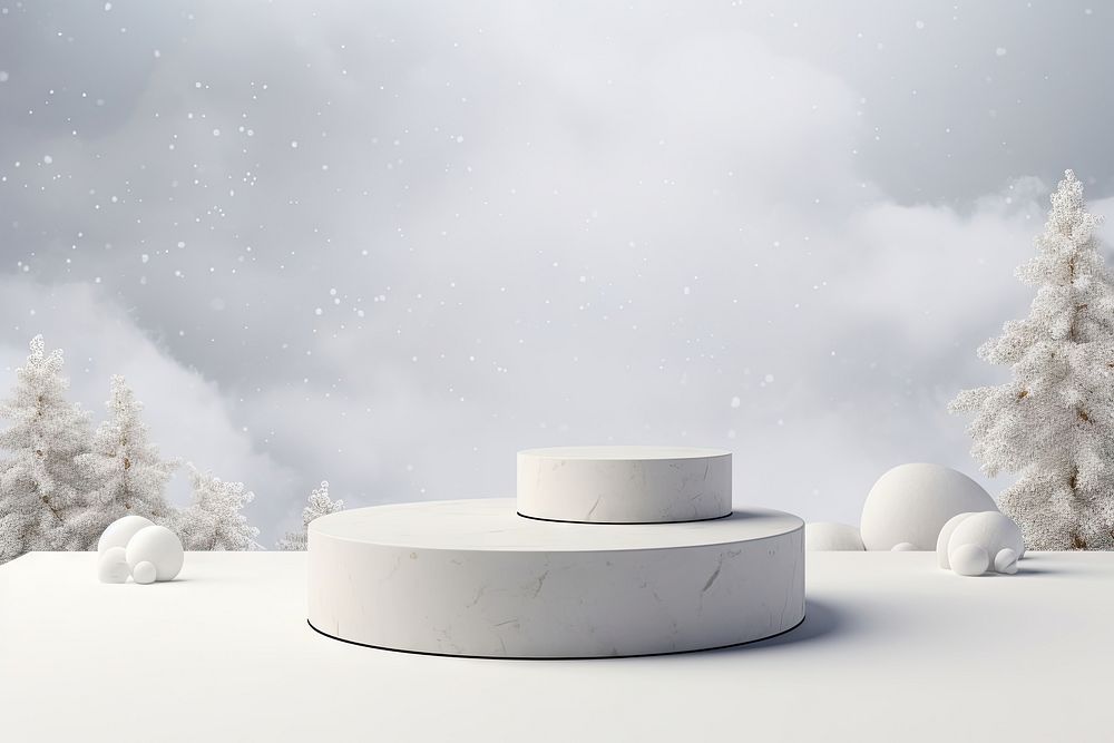 Two podium snow nature plant. AI generated Image by rawpixel.