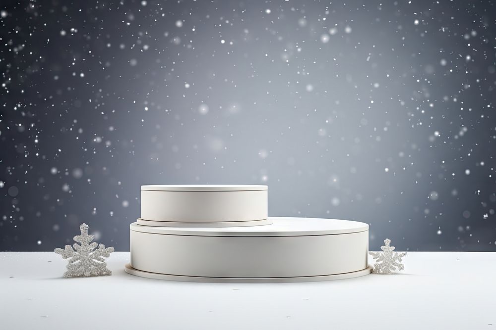 Two podium snow celebration decoration. AI generated Image by rawpixel.