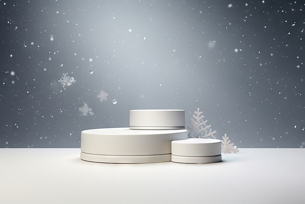 Two podium snow gift celebration. AI generated Image by rawpixel.