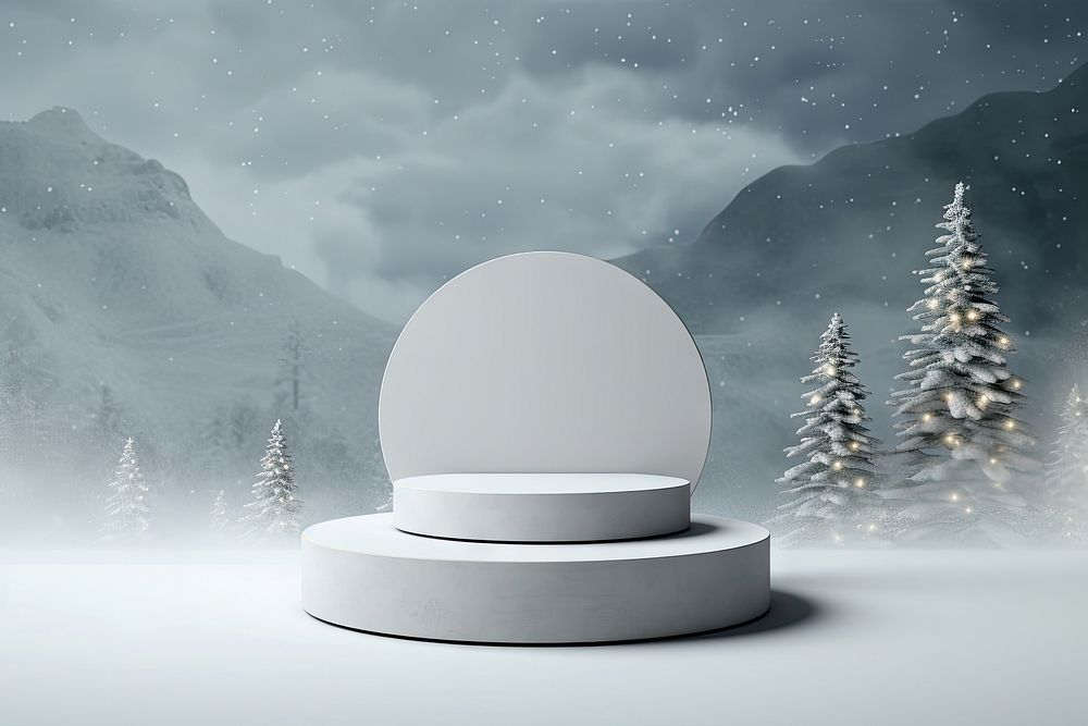 Two podium snow nature plant. AI generated Image by rawpixel.